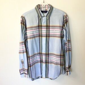 Ralph Lauren Long Sleeve Indian Madras Plaid Button Up Shirt - Blue - L